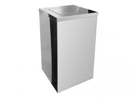 Lixeira quadrada em a&ccedil;o inox com tampa basculante
